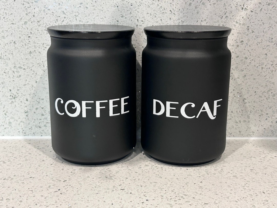 Black Tea Coffee Sugar Canister Kitchen Storage Jar Containers Etsy