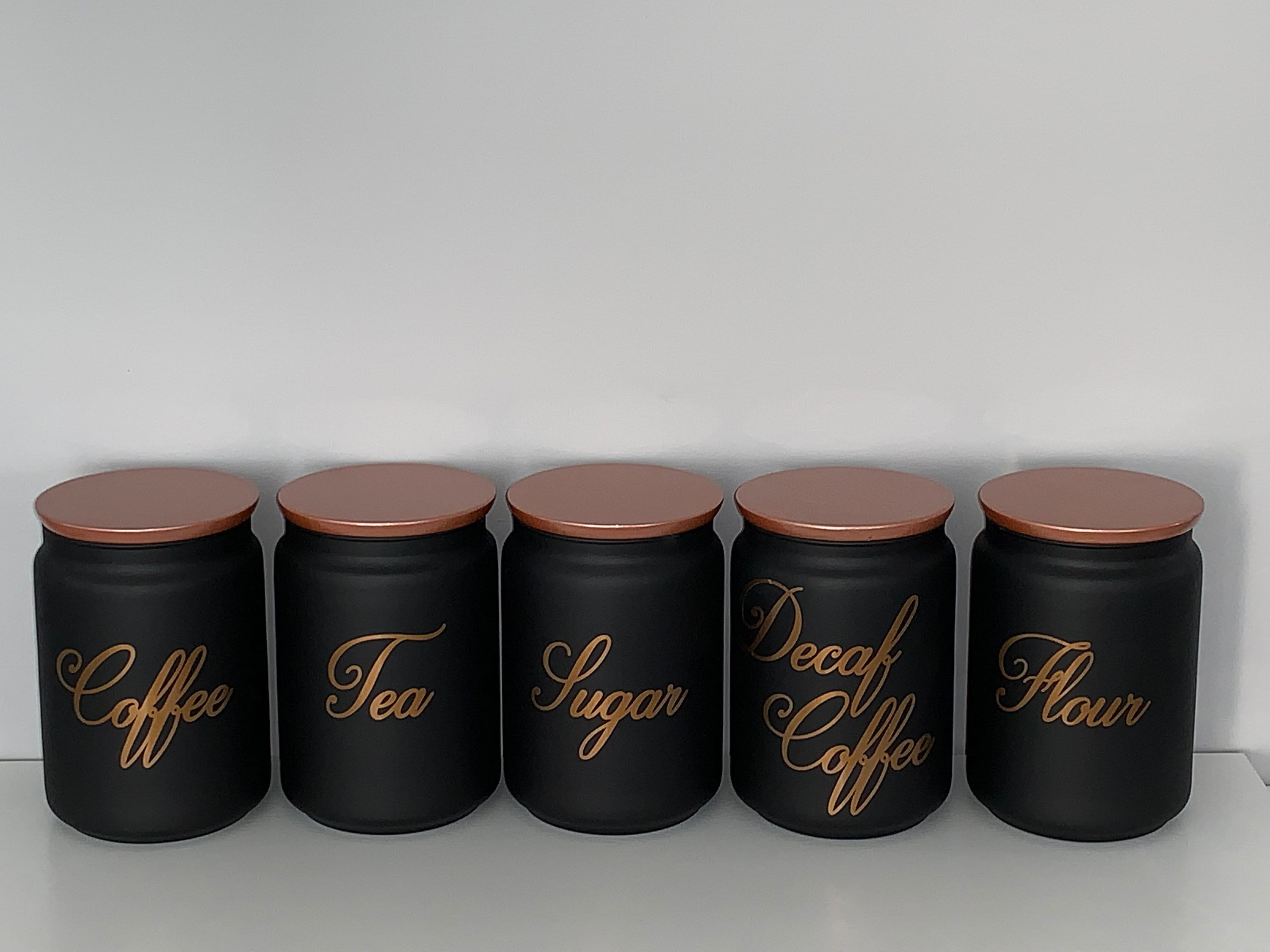 Black Tea Coffee Sugar Canister Sets Kitchen Storage Choice of Etsy UK