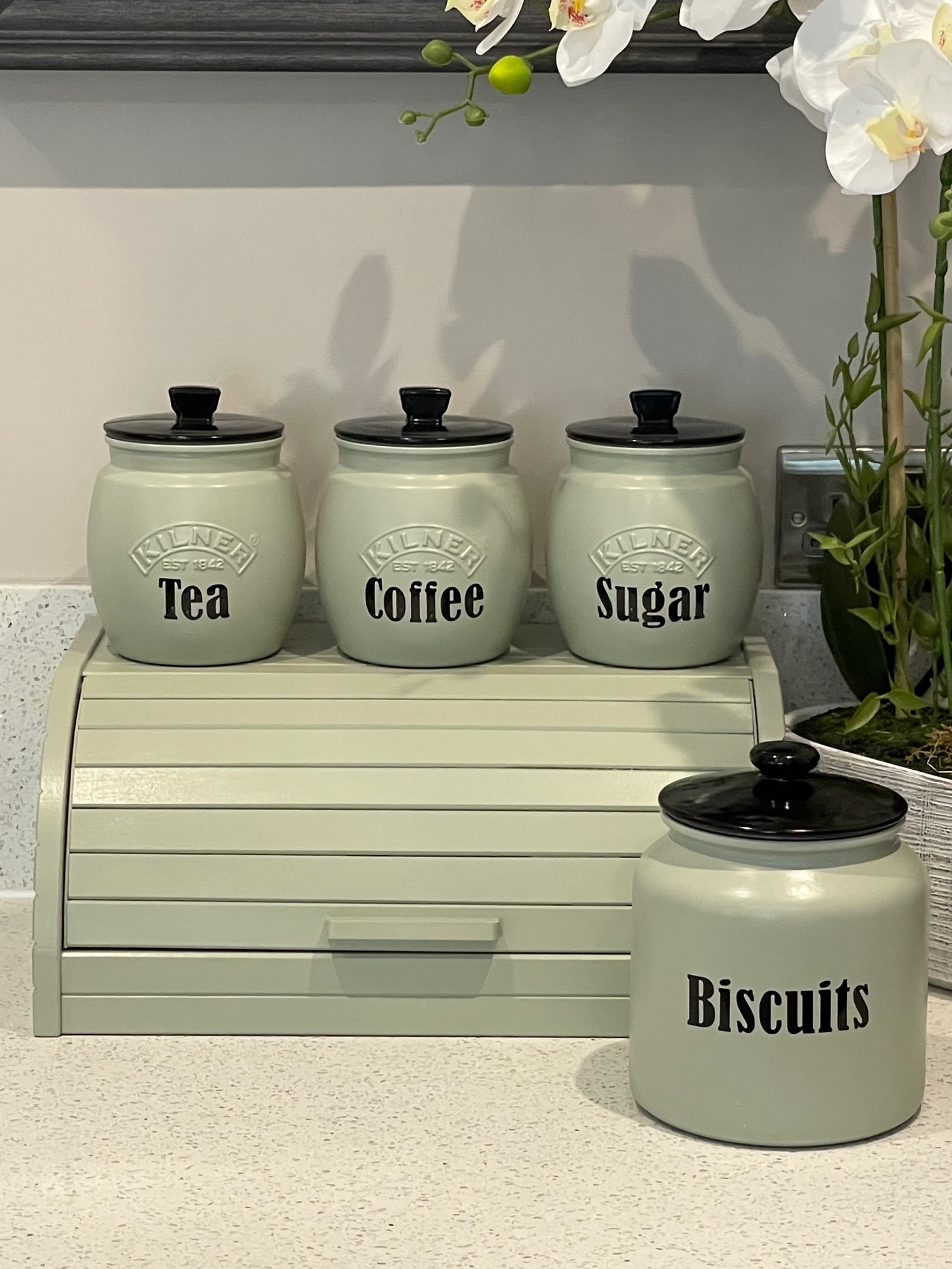 Sage Green Wilko Tea Coffee Sugar Canisters Kitchen Canisters Sage