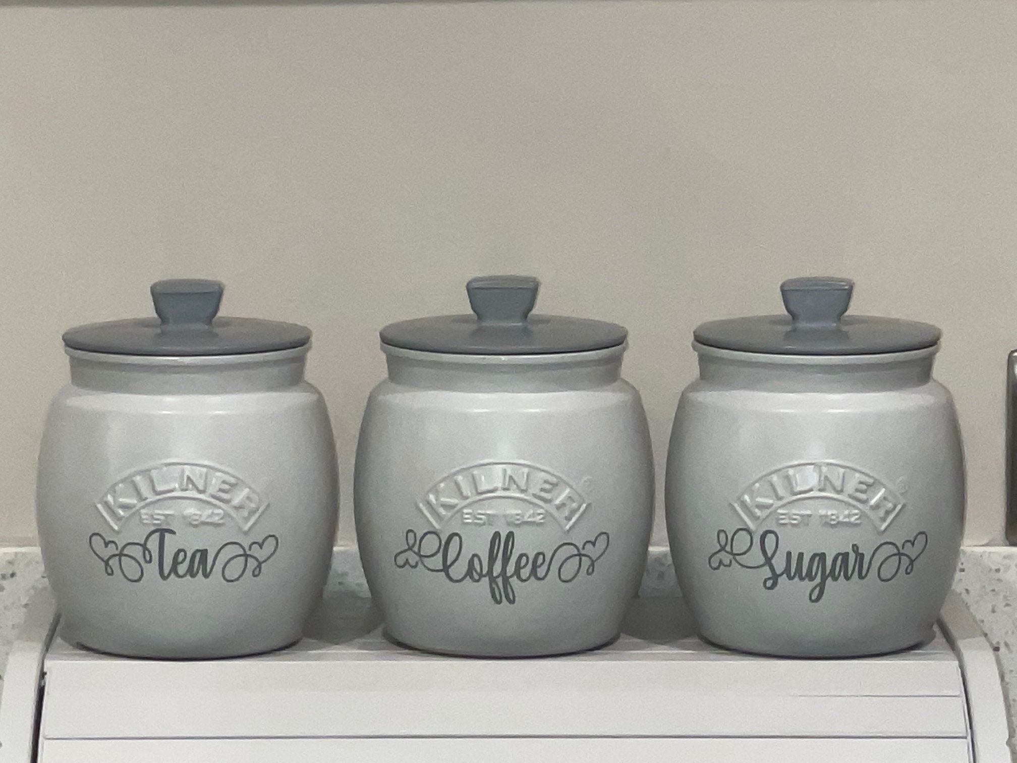 Light Grey Tea Coffee Sugar Canisters Treats / Cookie Jar Etsy