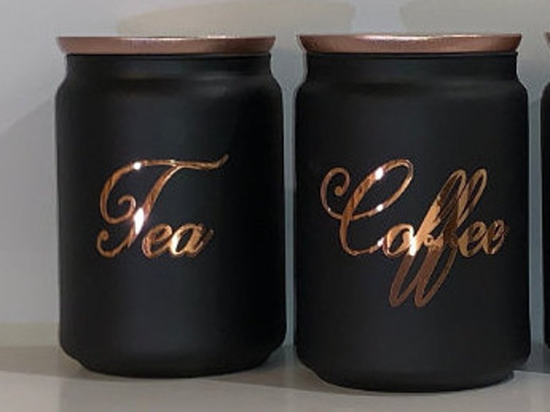 Black Tea Coffee Sugar Canister Sets Kitchen Storage Choice of Etsy UK
