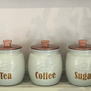 Sage Green Tea Coffee Sugar Canisters  Biscuit,Utensil, jars  Bread Bin Box, Kitchen Storage Accessories Container
