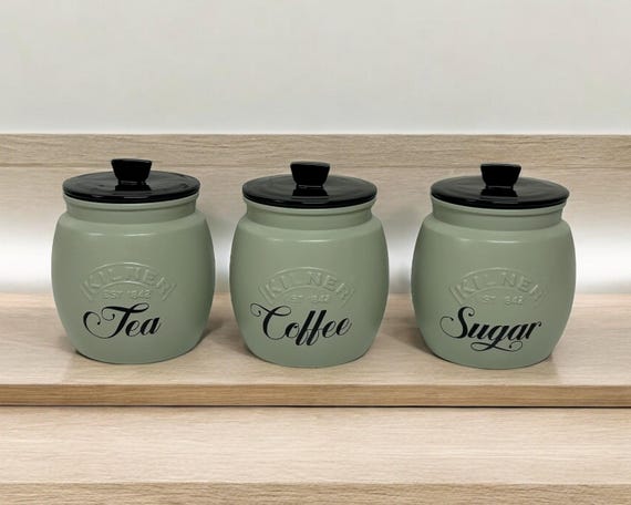 Clearance sage green tea and coffee canisters New Arrivals