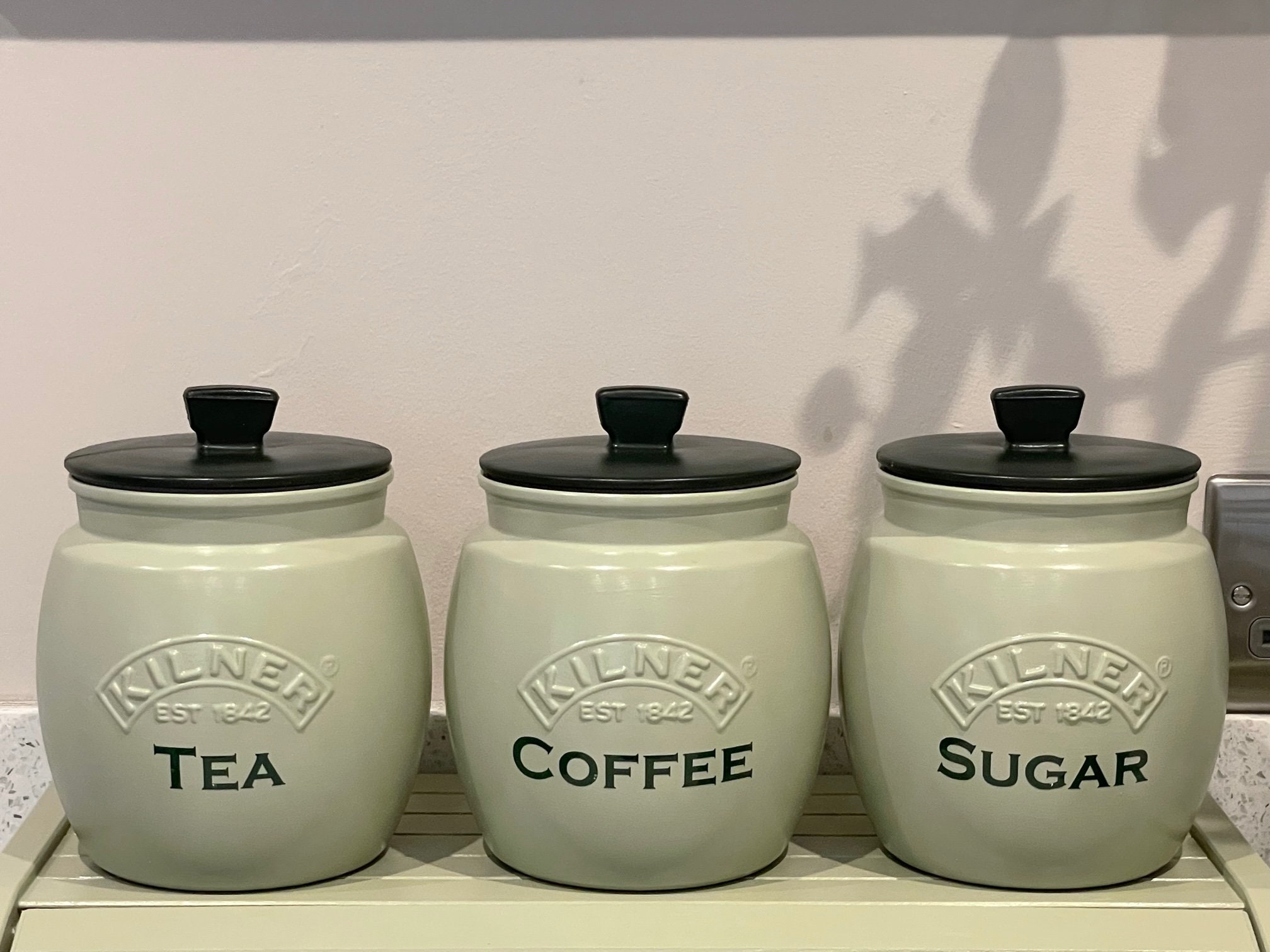 Sage Green Tea Coffee Sugar Canisters Biscuit / Cookie Jar and Etsy UK