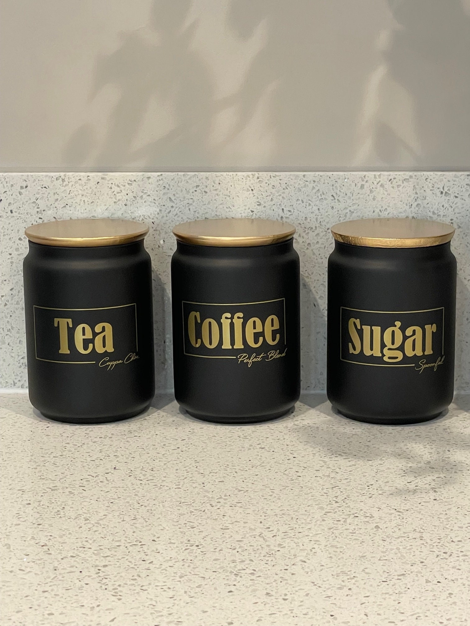 Gold tea and coffee canisters 2025