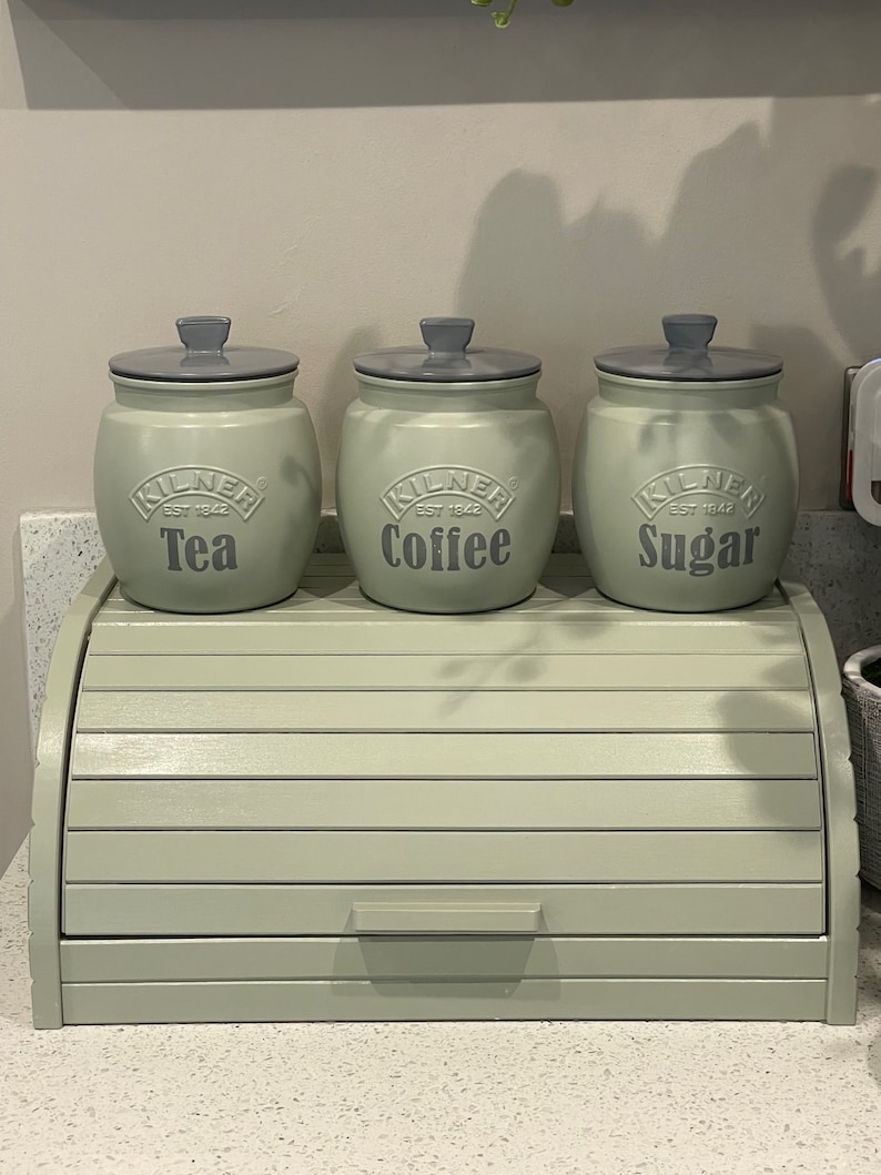 Sage Green Tea Coffee Sugar Canisters Biscuit / Cookie Jar and Etsy