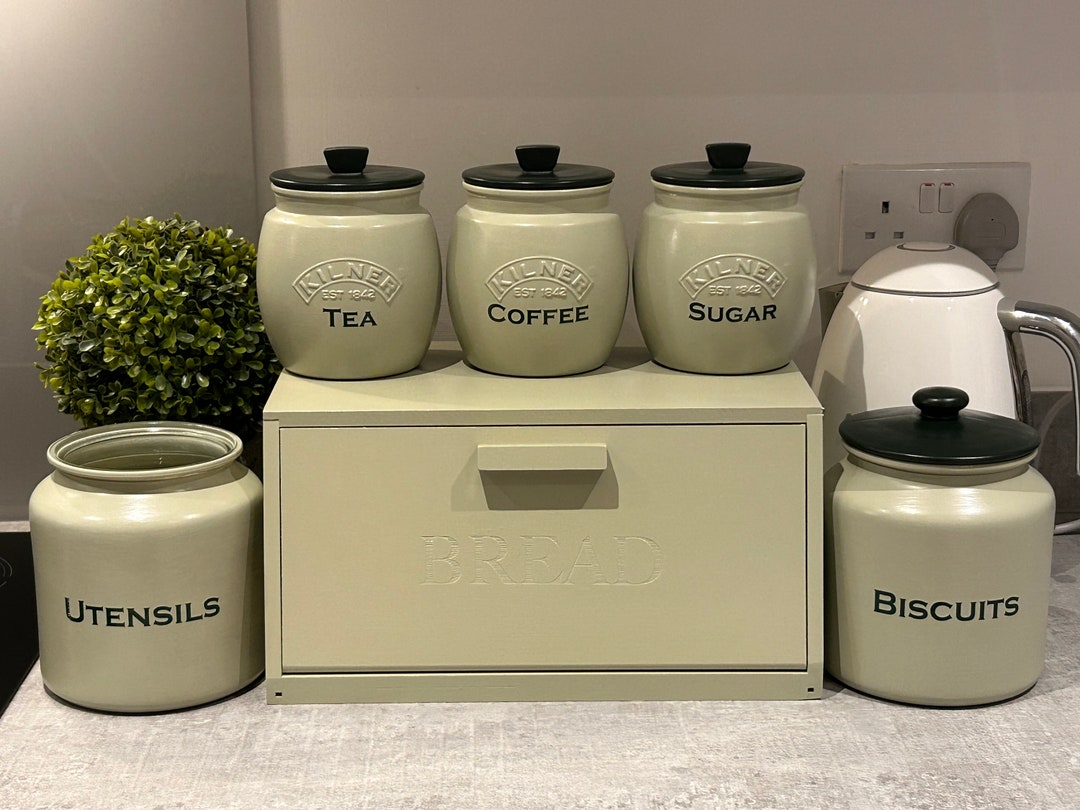 Sage Green Tea Coffee Sugar Canisters Biscuit / Cookie Jar Etsy