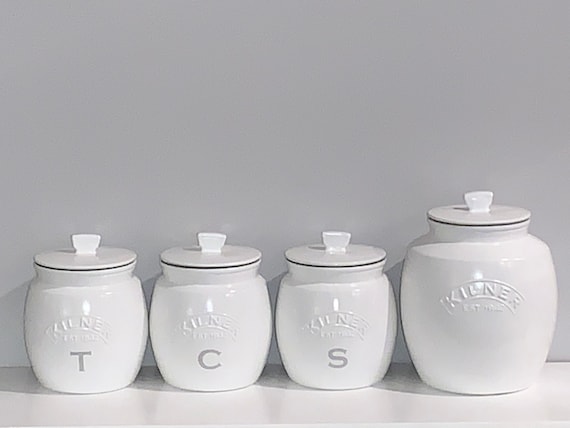 white and black tea coffee sugar canisters