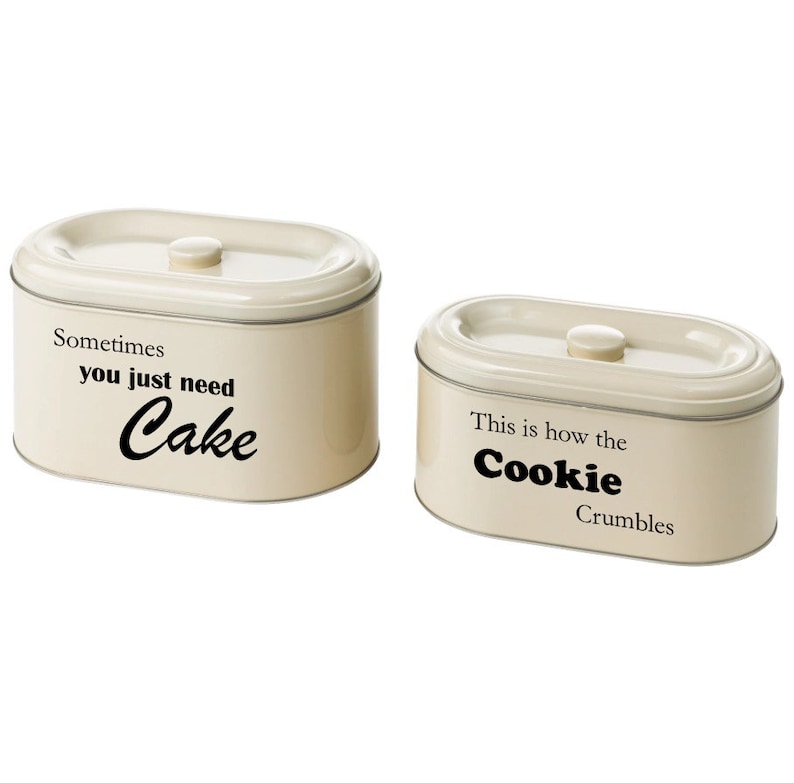Kitchen Decor Laundry Bit /& Bobs, Personalised Set of 2 Stackable Tin Storage boxes with lid Ideal For Cakes Biscuits