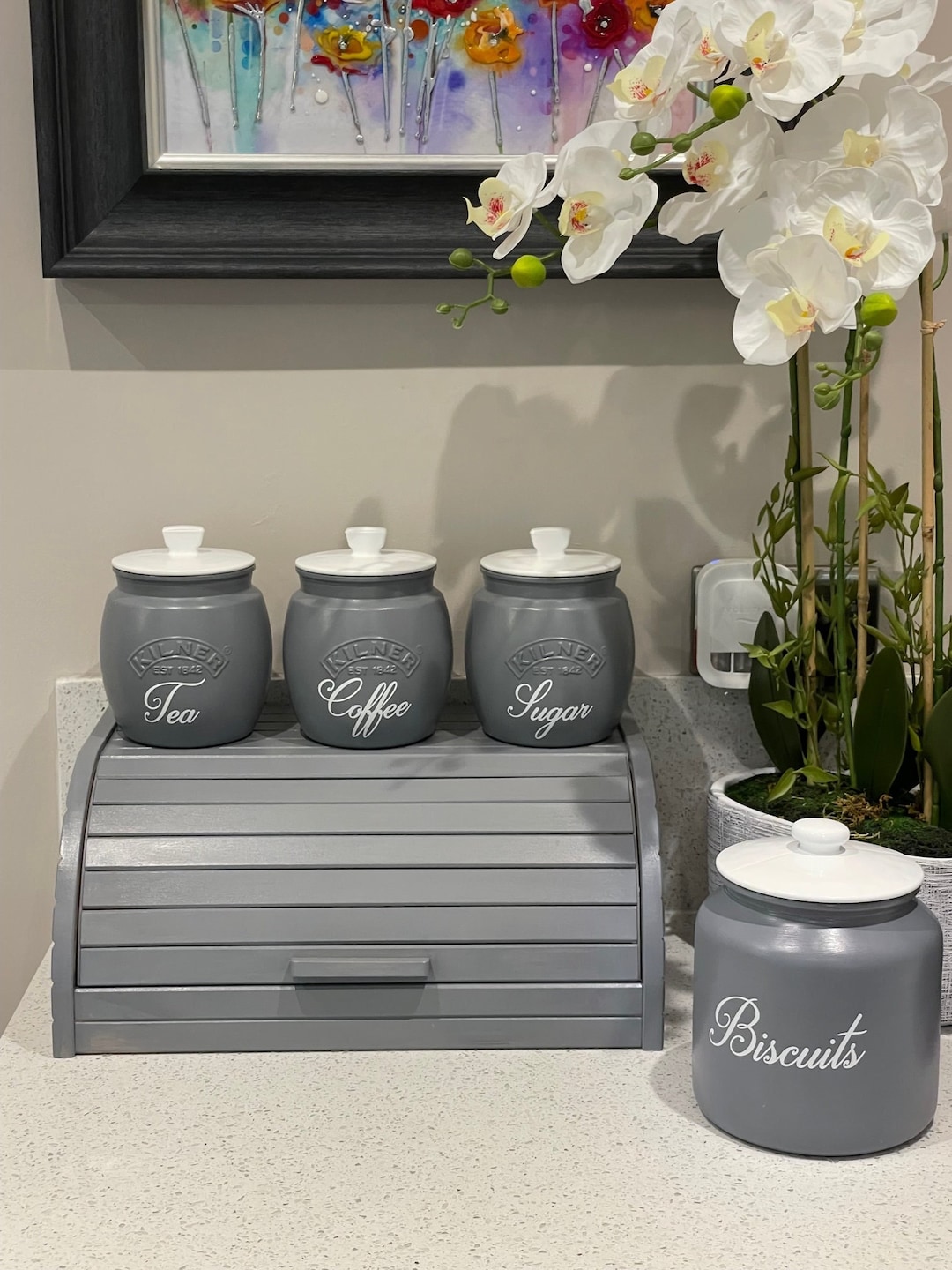 Ceramic Tea Grey Tea Coffee Sugar Jars Grey Ceramic Tea Coffee