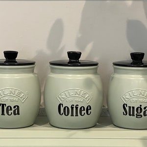 ティーコーヒーシュガーキャニスターセットキッチンストレージジャーセージグリーン