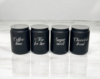 紅茶、コーヒー、砂糖のキャニスター：パーソナライズされたキッチン収納容器さまざまなオプションが利用可能なキャニスターコンテナ