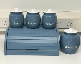 Blue Tea Coffee Sugar Canisters sets kitchen storage containers jars