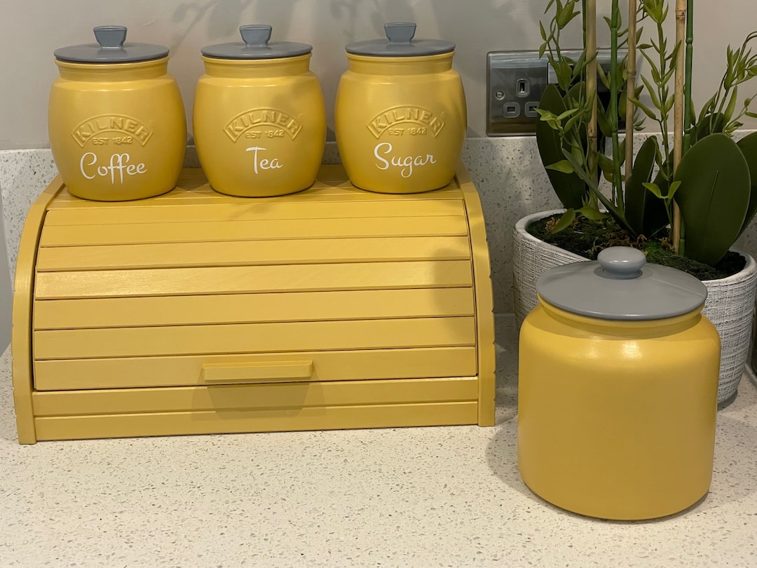 Yellow Tea Coffee Sugar Canisters Biscuit Barrel / Cookie Jar Etsy