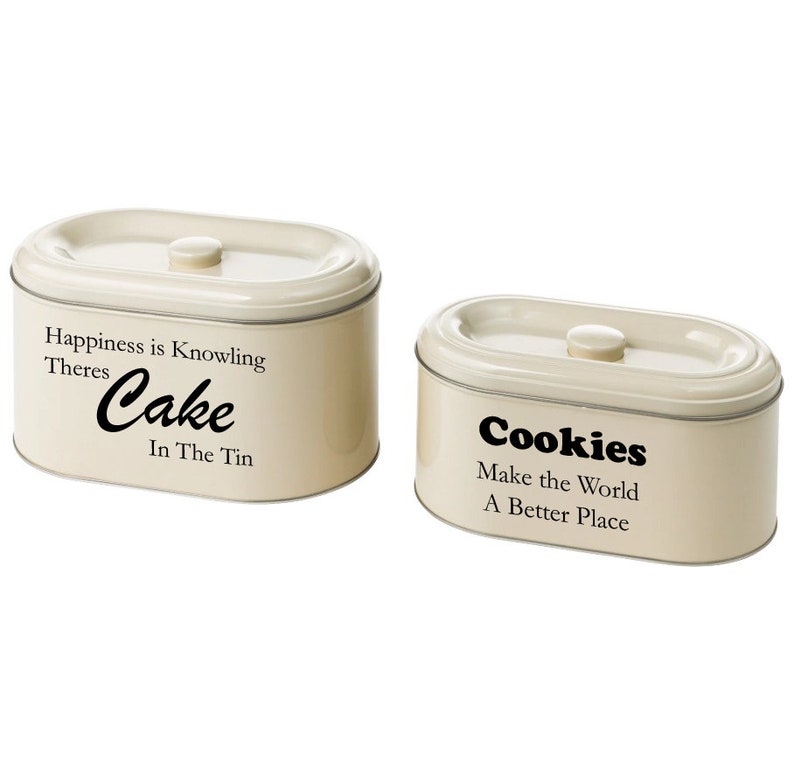 Kitchen Decor Laundry Bit /& Bobs, Personalised Set of 2 Stackable Tin Storage boxes with lid Ideal For Cakes Biscuits