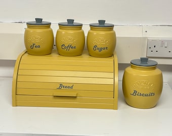 Yellow Kitchen Canister Set: Tea, Coffee, Sugar Jars Custom
