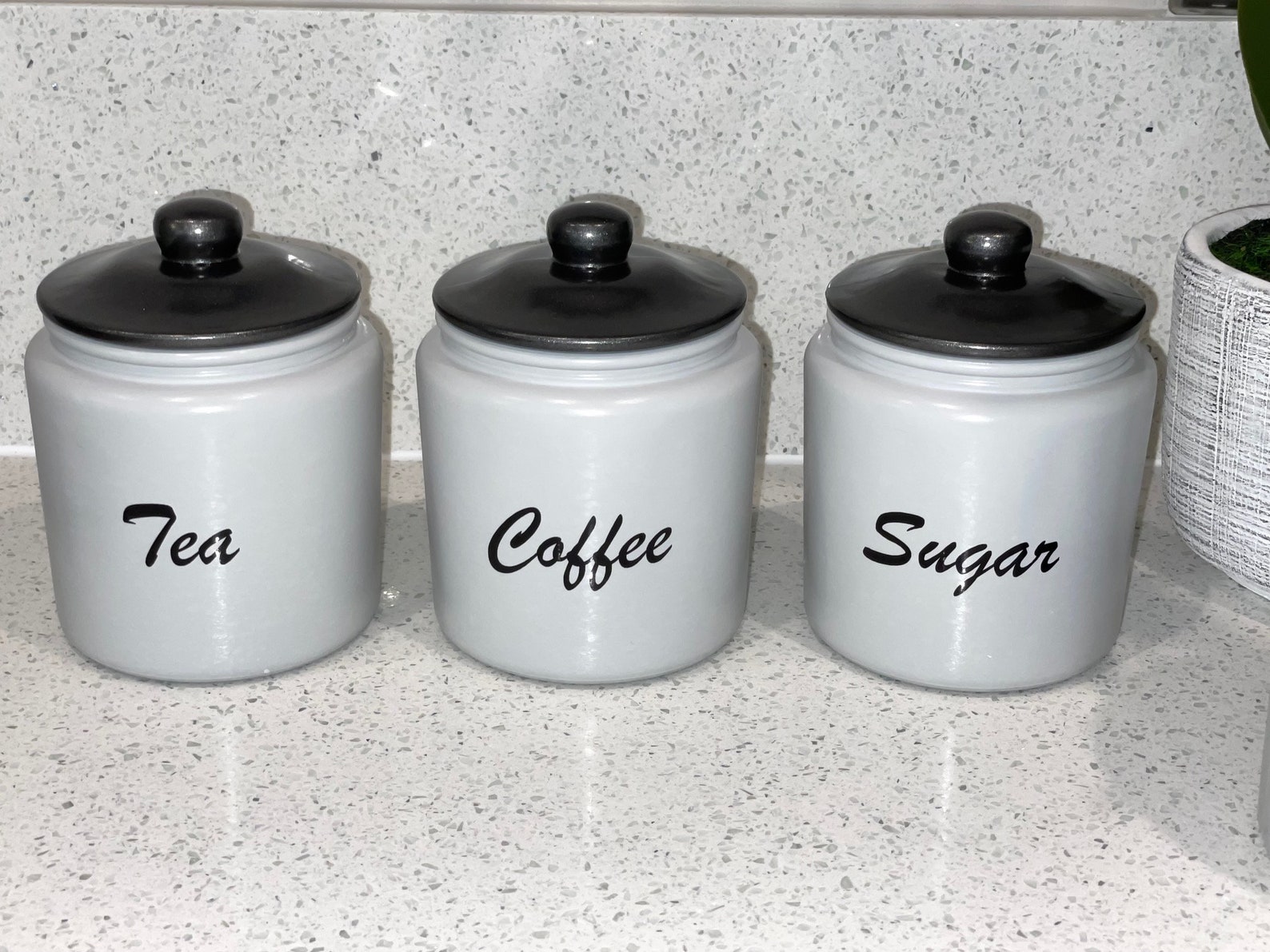 Grey Tea Coffee Sugar Canister Biscuit Barrel / Cookie Jar Etsy