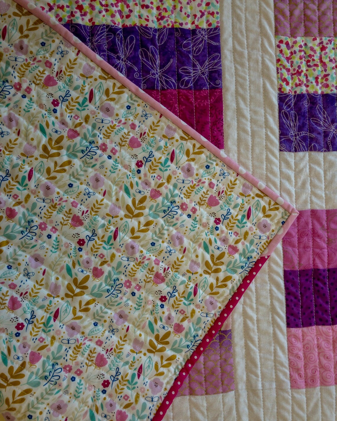 Custom Baby Girl Heirloom Quilt Handmade Pink Purple Crib Etsy.de