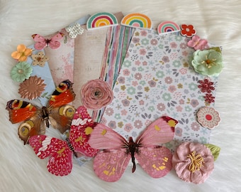 Scrapbooking Kit | Floral Junk Journal Kit |  Spring Bloom Scrapbooking  | Garden Ephemera  | 75 pieces