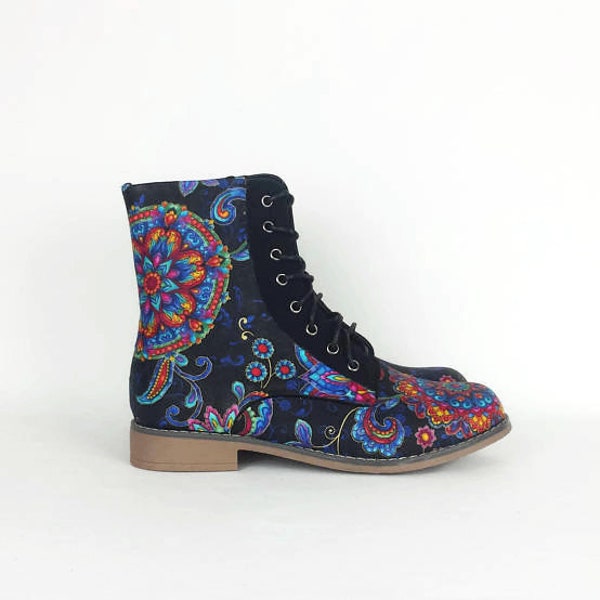 Mandala boots, mandala shoes, mandala, boho shoes, mandala gift, hippy shoes, hippie boots, bohemian clothing, gift for her, vegan leather