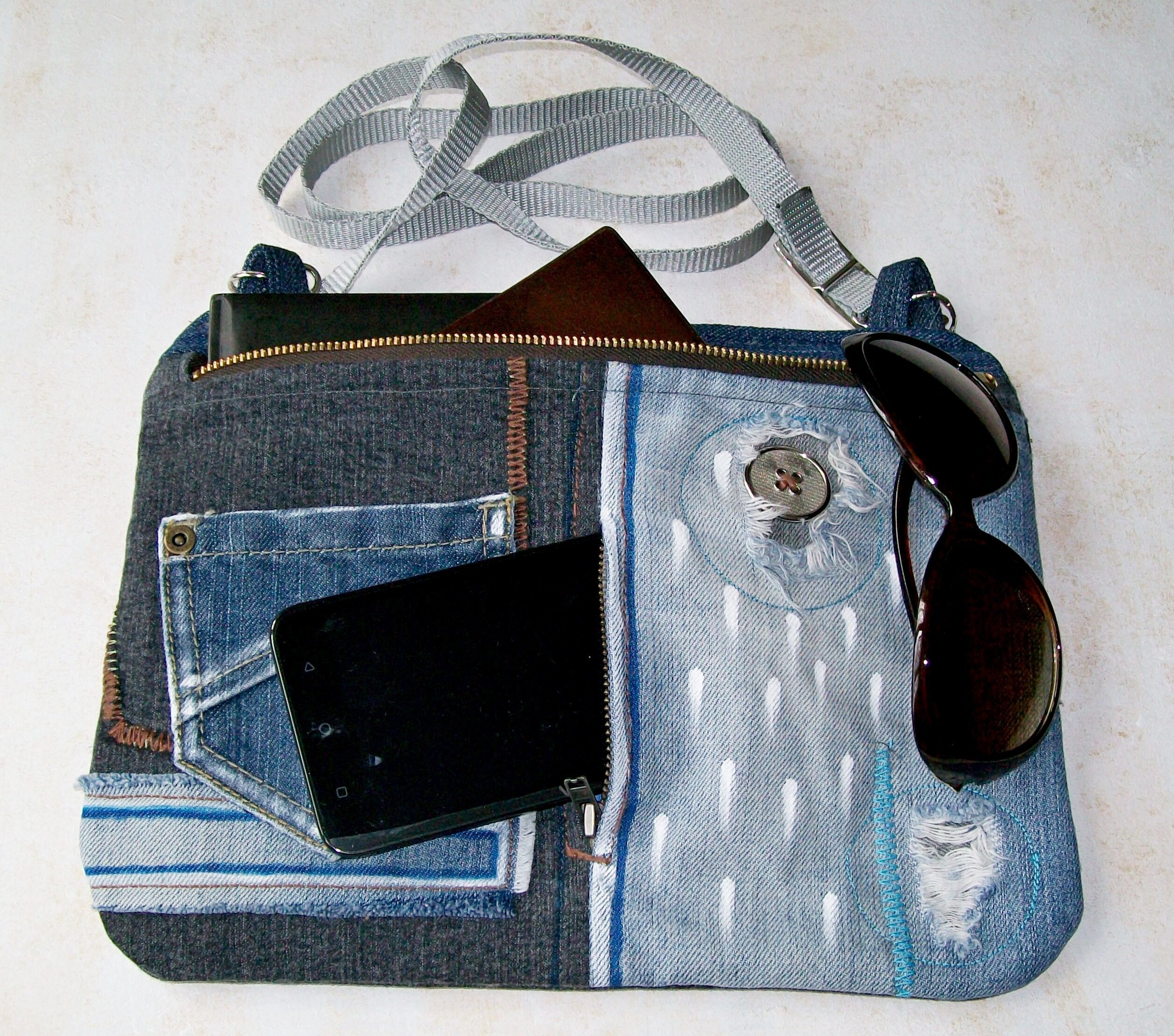 Denim crossbody bag messenger purse festival bag recycled Etsy