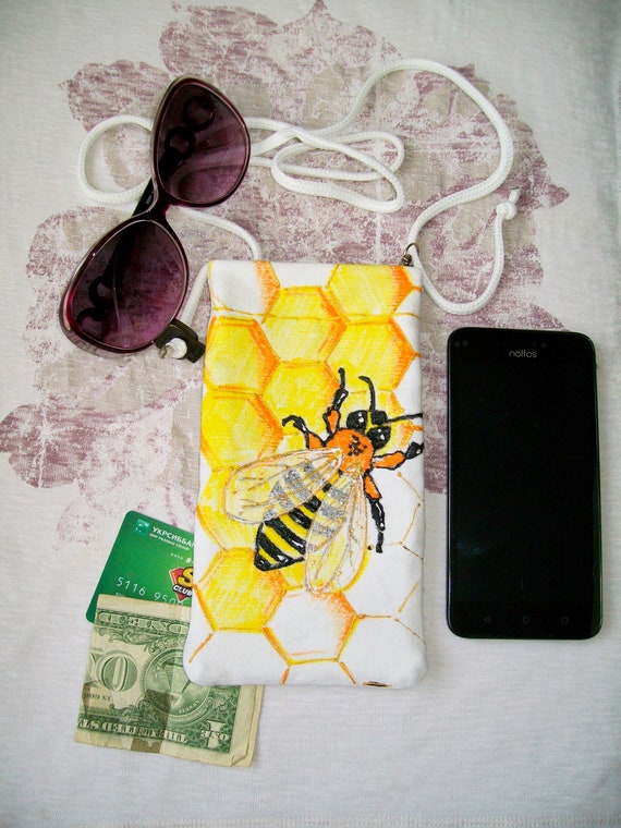 Cell Phone Purse Mini Crossbody Bag Smartphone Wallet Headphone Bag Beautiful Lion Face Colors Style watercolor painting