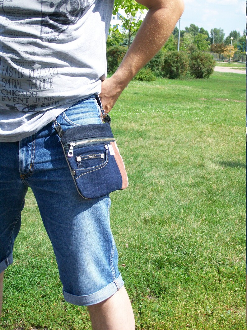 Denim crossbody bag for men Casual shoulder bag Traveling Etsy