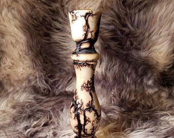 7" Captured Lightning Candlestick Holder! Fractal-burned wood. 1 elk. Stuk voor stuk uniek!