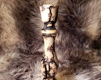 8" Gevangen Bliksem Kandelaar Houder! Fractal-verbrand hout. 1 elk. Stuk voor stuk uniek!