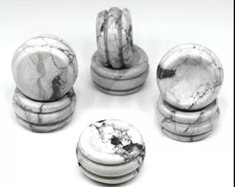 White Howlite Orb stand. Semi-precious stone. One each.
