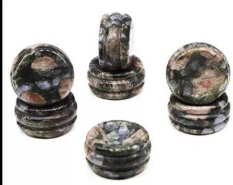 Rhyolite Orb stand. Semi-precious stone. One each.