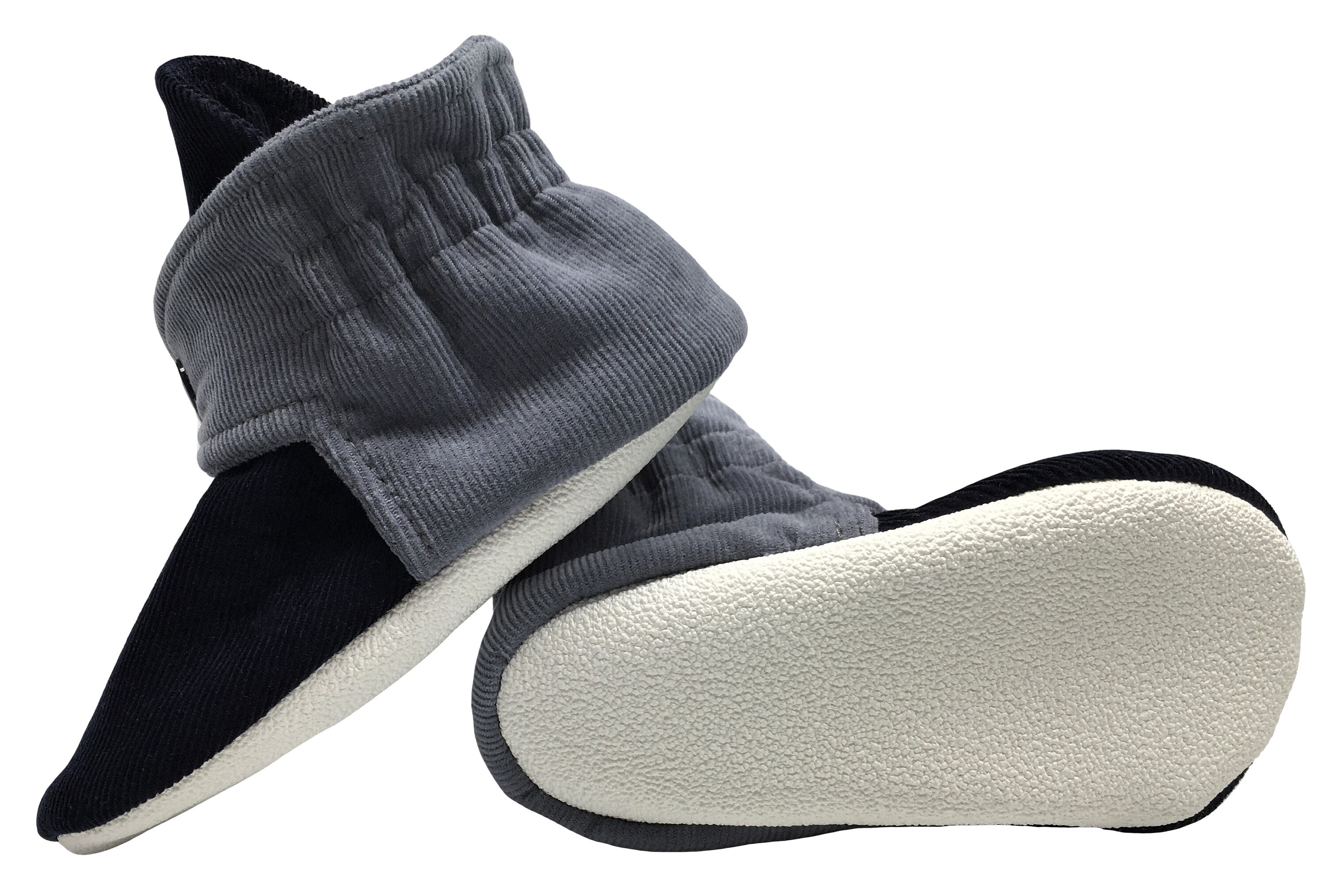 Baby Booties Stay On Booties Baby Shoes Navy and Grey Etsy