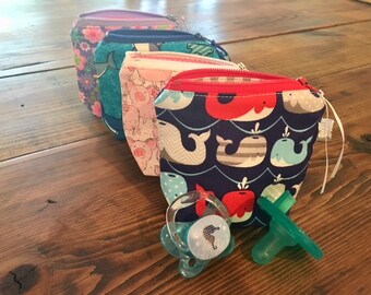 Pacifier Pouch, Pacifier Holder, Pacifier Bag, Binky Bag, Baby Shower Gift, Baby Girl Gift, Baby Boy Gift