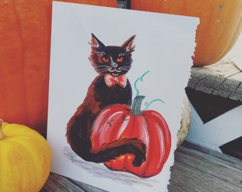 Halloween Black Cat Greeting Card