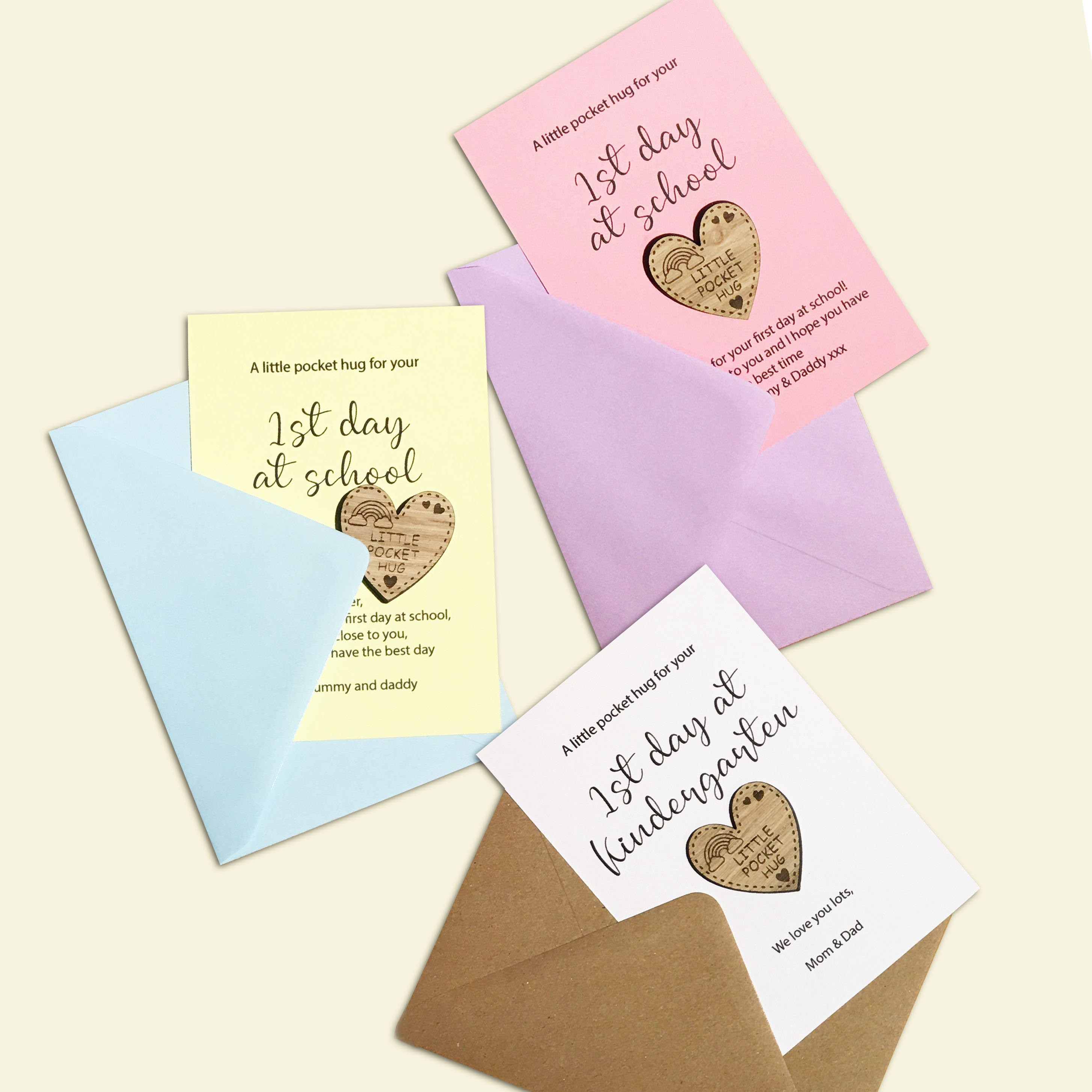 1st Day At School Pocket Hug Wooden Token First Day Back Etsy