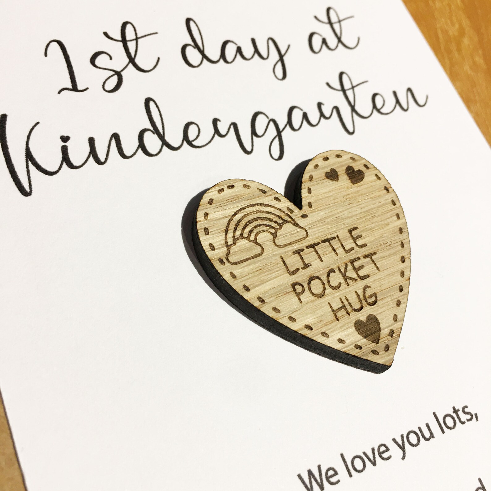 1st Day At School Pocket Hug Wooden Token First Day Back Etsy