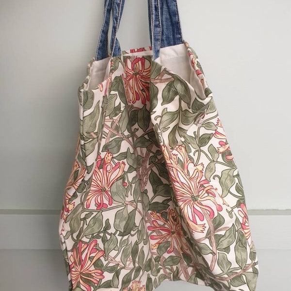 Handmade shopping bag in 'Honeysuckle' Sanderson fabric