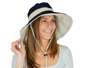 Cotton Wide Brim Sun Hat: Foldable Travel Hat with Chin Cord