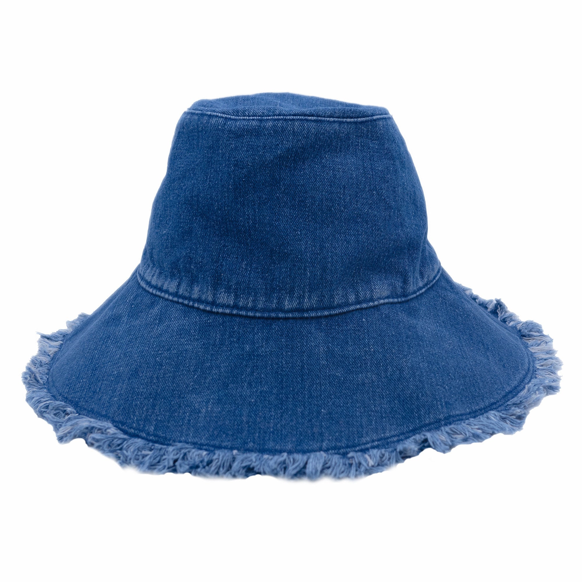 Glamourpuss Denim bucket fringe?hat size large Wide Brim Denim Bucket Hat: Fringe Sun Hat - Etsy main image 3