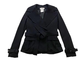 Amazing !! Givenchy Paris laine wool belted jacket/coat size 40 Made In France