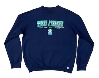 Vintage Discus Athletic sweatshirt in navy blue with a graphic logo.