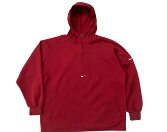Chaqueta deportiva Nike vintage de los años 90 con capucha, media cremallera y logotipo swoosh central