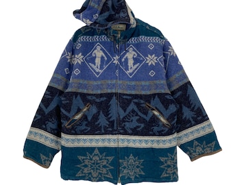 Vintage L.L Bean printed wool hoodie jacket