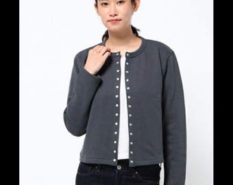 Agnes b. 'Rosana' snap cardigan in charcoal grey size 2 Made in Japan