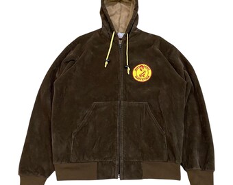 Vintage 90's Carhartt velour brown hoodie jacket