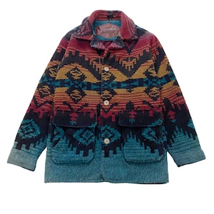ジャケット・アウター WOOLRICH Native Pattern Wool Long Coat Vintage 1990s Woolrich Aztec Pattern Wool Shell Jacket