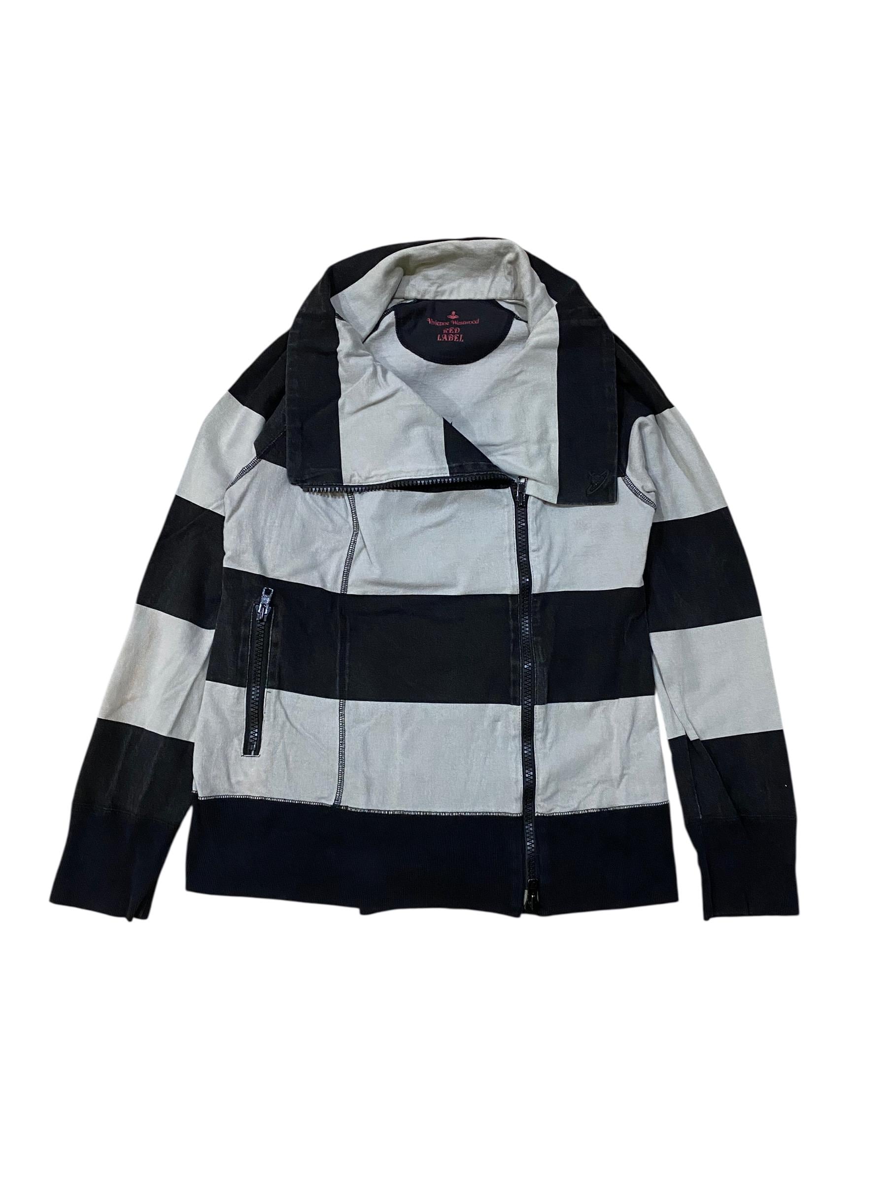 vivienne westwoodストライプ ジップアップジャケット Vivienne Westwood Red Label Black and White Striped Asymmetrical
