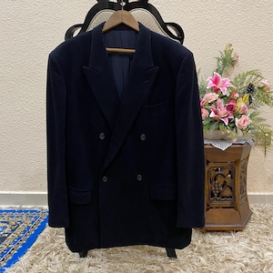 Amazing!! Vintage 80&#39;s Issey Miyake Men wool double breast classic design black colour size L Made in Japan
