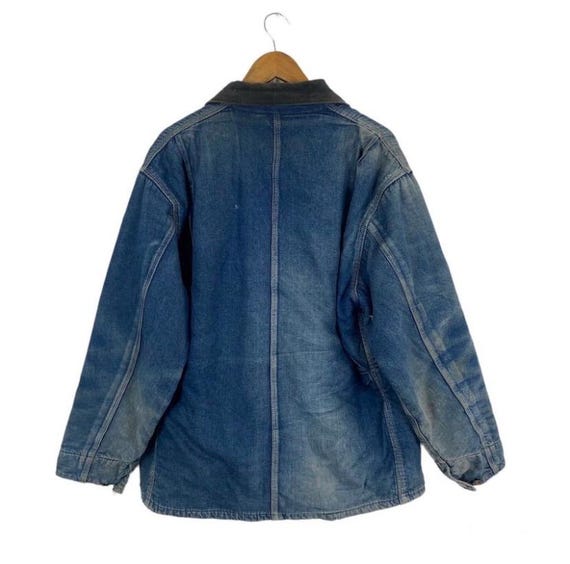 ダ*）様 90s〜00s USA製 カーハート 裏地ブランケット デニムジャケッ USA製 90s Carhartt Blanket Lined Denim Active Jacket 紺 M