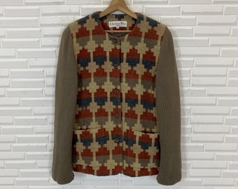 Amazinggg!!Christian Dior Sport multicolor wool fabric nice design jacket size Medium